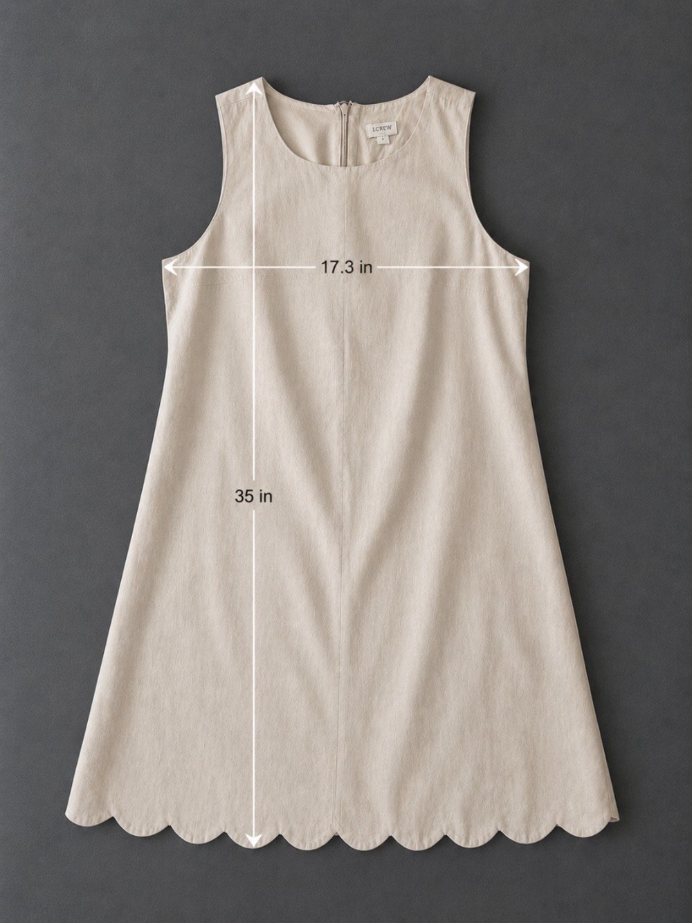 J. Crew Cream Sleeveless Scallop-Hem Shift Dress - Picture 4 of 7